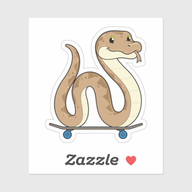 Sticker Serpent patineur avec planche à roulettes (Feuille)