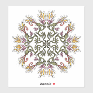 Sticker Serpents verts Floral Mandala Imaginaire botanique