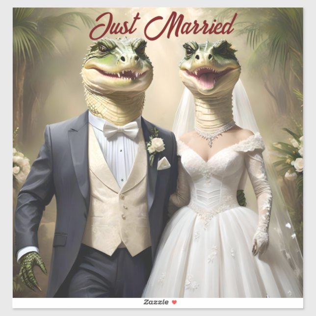 Sticker "Serrer l'amour : une affaire Mariage crocodilienn (Feuille)