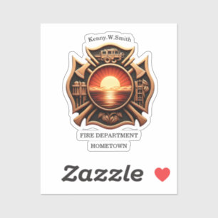 Sticker Services d'incendie Insigne d'honneur Noir et roug