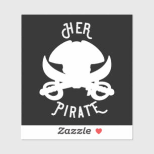 Sticker Ses crânes de pirate avec os croisés et épée blanc