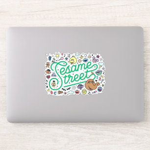 Sticker Sésame Sésame Sesame Street Green Doodle Script