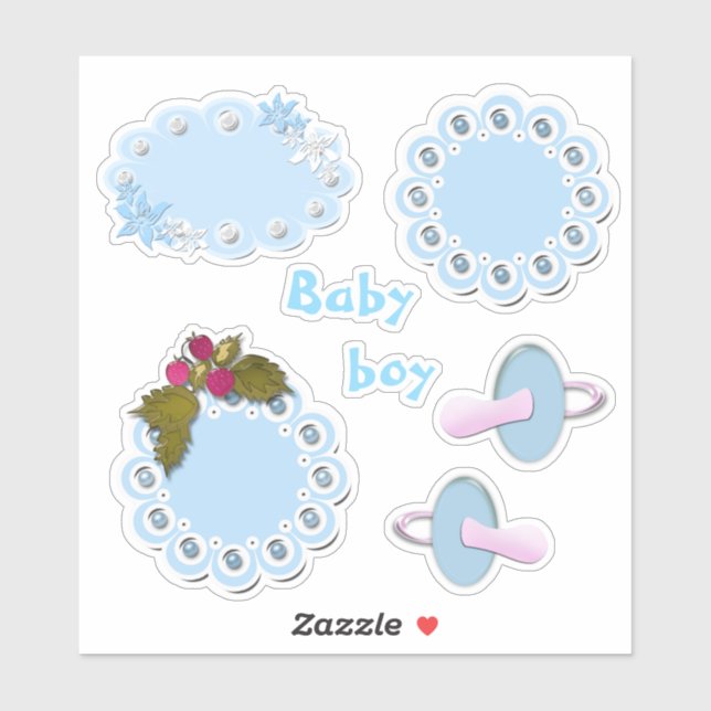 Sticker Set, bébé stickers, suce, bleu, étiquettes, album (Feuille)