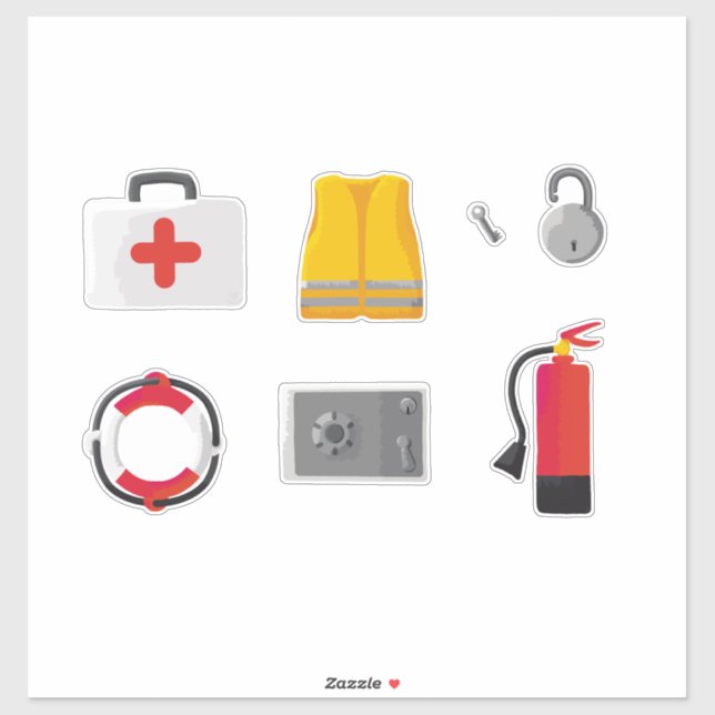 Sticker Set of 7 Safety Items (Feuille)