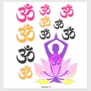 Sticker Set OM Namaste Spirituel Lotus Fleur Pose de Yoga