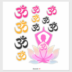 Sticker Set OM Namaste Spirituel Lotus Fleur Pose de Yoga