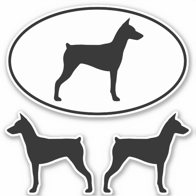 Sticker Set Silhouettes de race de chien Pinscher  (Devant)