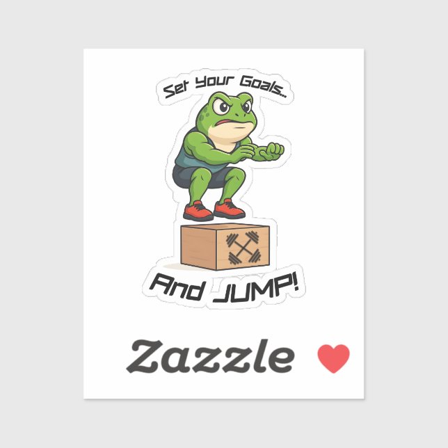 Sticker Set Your Goals And Jump - Male Frog Box Jump (Feuille)
