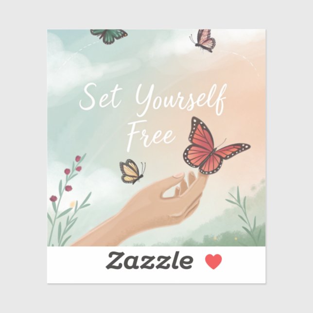 Sticker “Set Yourself Free – Butterfly Release Art” (Feuille)