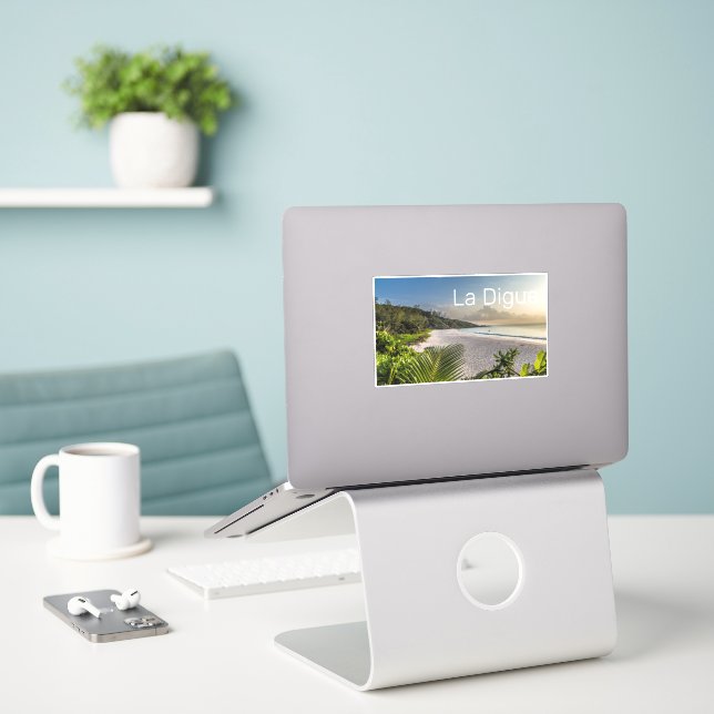 Sticker Seychelles La Digue Sunset Beach Souvenir de vacan (Ordinateur portable sur le bureau)