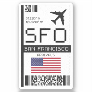 Sticker SFO San Francisco, California Airport Boararding P