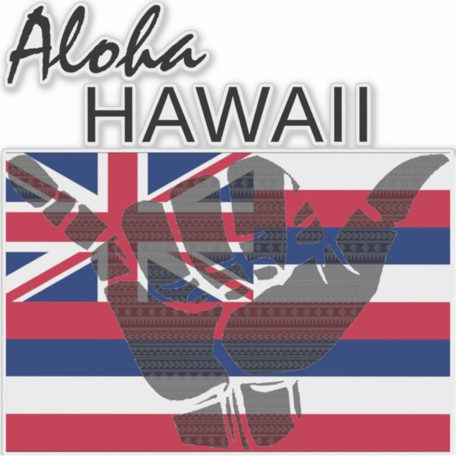 STICKER SHAKA TRIBAL (HANG LOOSE) ALOHA HAWAII HIFLAG BG (Devant)