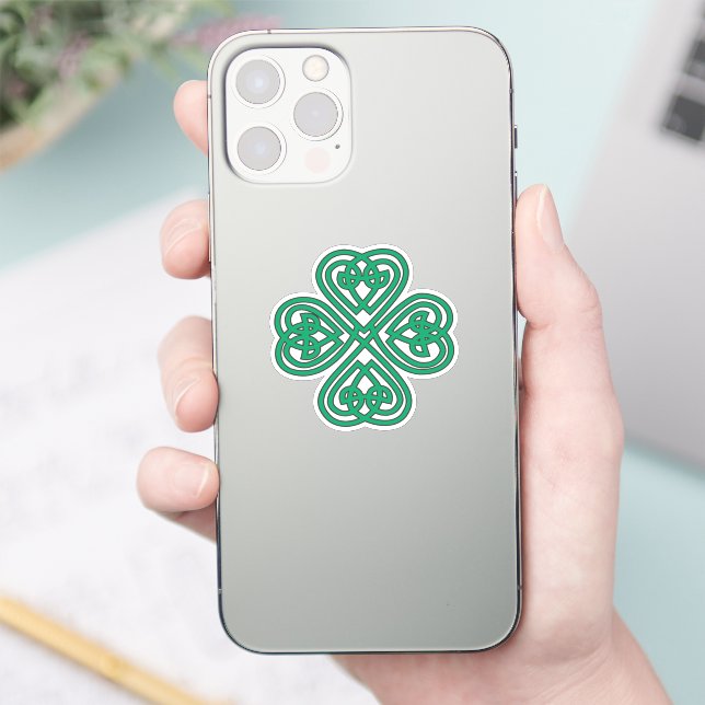 Sticker Shamrock irlandais Green Celtic Lucky Clover (Téléphone)