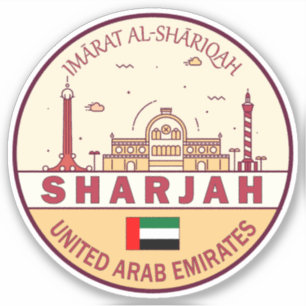 Sticker Sharjah Émirats arabes unis Emblem Skyline de la v