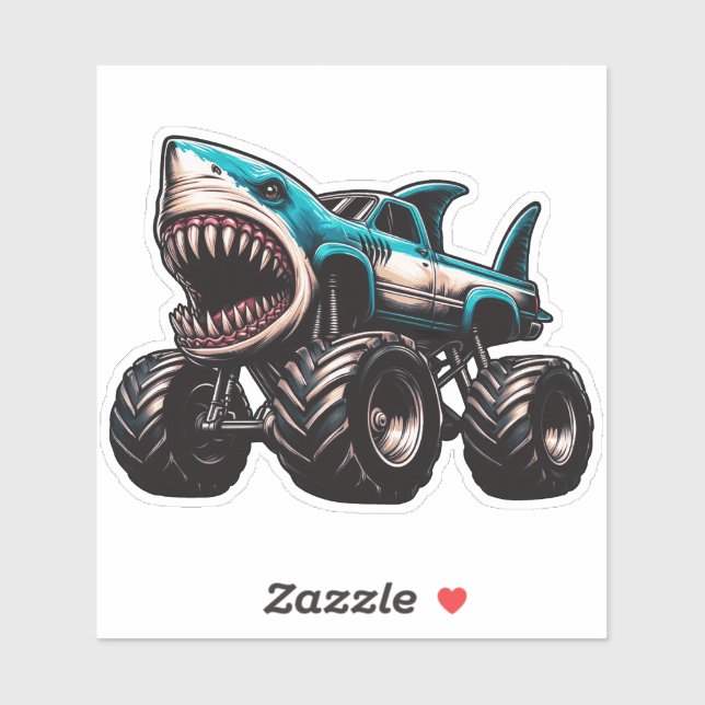 Sticker Shark Monster Truck  (Feuille)