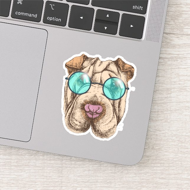 Sticker Sharpei dans les lunettes de soleil (Détail)