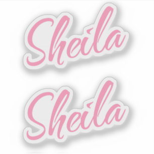 Sticker Sheila nom rose écriture cursive écriture x2