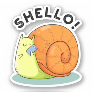 Sticker Shello Funny Snail Cellphone Pun