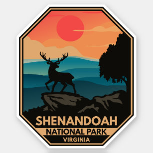 Sticker Shenandoah Parc national Deer Minimal Emblem Rétro