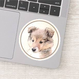 Sticker Shetland Sheepdog Puppy Peinture Chien original ar