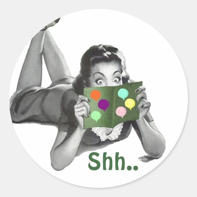 Sticker Shh... Retro Lady Fun Surprise Seals de fê (Devant)