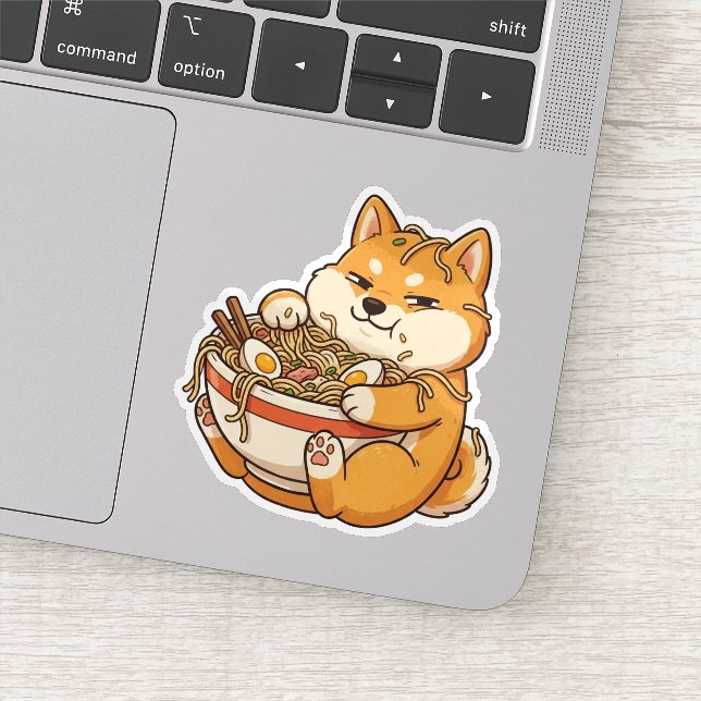 Sticker Shiba accro au ramen (Détail)