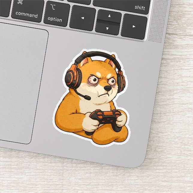 Sticker Shiba de colère de gamer (Détail)