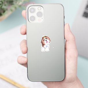 Sticker Shih Tzu adorable et joyeux avec un chien flocon d