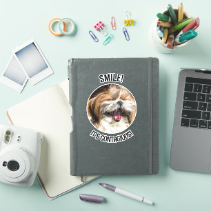 Sticker Shihtzu riant sourire c'est un texte de coutume co