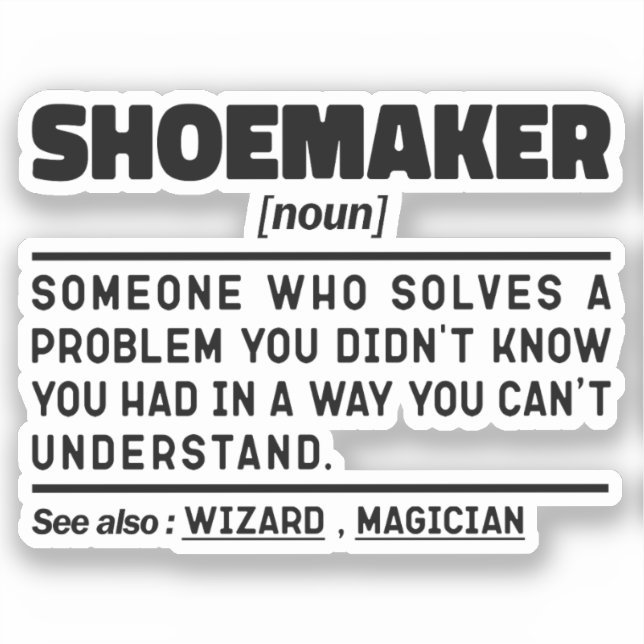 Sticker Shoemaker Noun Cool Shoemaking Lover Sarcastique (Recto)