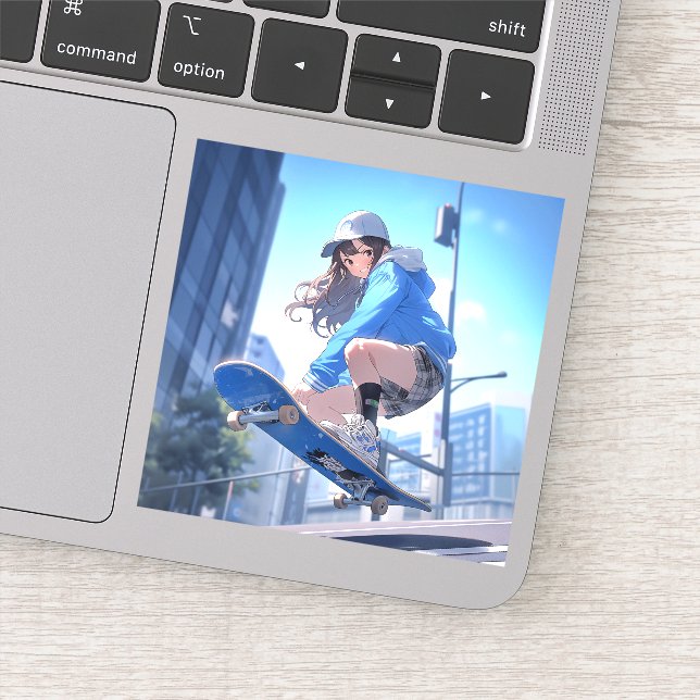 Sticker 【SHOP限定イラスト】スケボーJKシール Seal｜寿司娘 GenerativeAI (Détail)