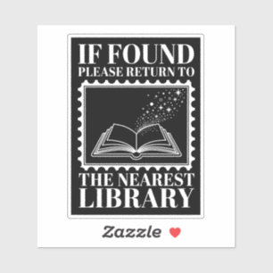 Sticker Si trouvé, retournez au timbre-poste de la bibliot