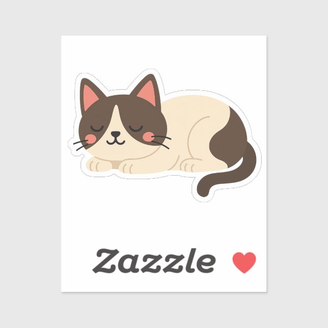 Sticker Siamese Cat Sleeping – Cream and Brown Cartoon (Feuille)