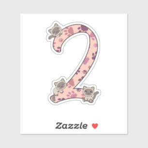 Sticker Siamese Chat Deuxième Anniversaire Pour Enfants Ch
