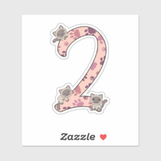 Sticker Siamese Chat Deuxième Anniversaire Pour Enfants Ch