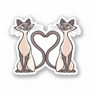 Sticker Siamese Chats Heart