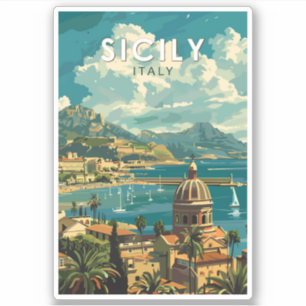 Sticker Sicile Italie Travel Art Vintage