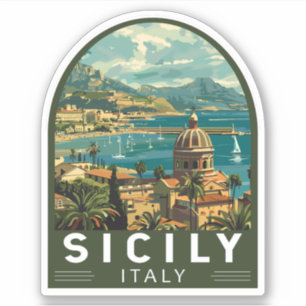 Sticker Sicile Italie Travel Art Vintage