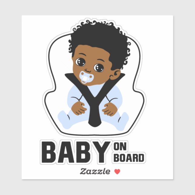Sticker Siège Auto Bébé à Bord Garçon Afro-Américain (Feuille)