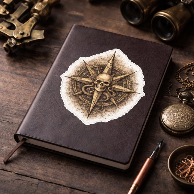 Sticker Sigil de la boussole maudite Pirate (Créateur téléchargé)