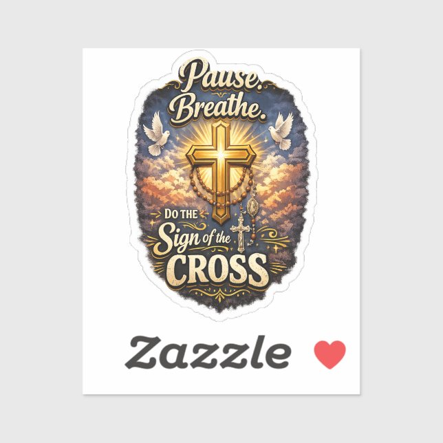 Sticker Sign of the Cross Christian Faith  (Feuille)