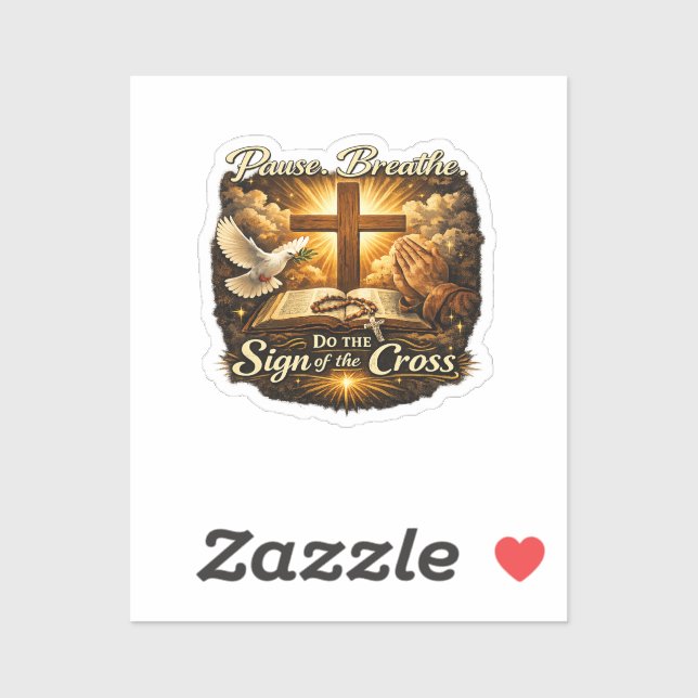 Sticker Sign of the Cross Christian Faith  (Feuille)