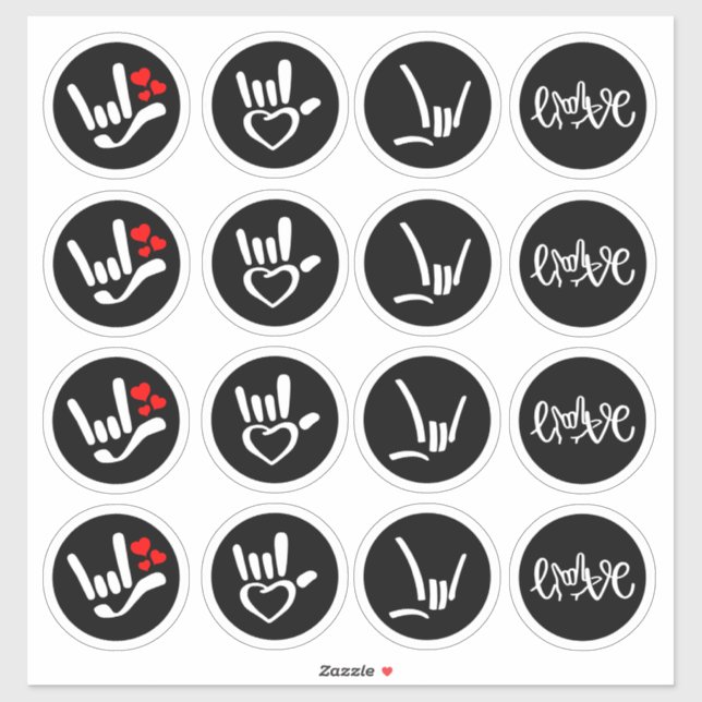 Sticker « Signé avec amour – ASL ILY » (Feuille)