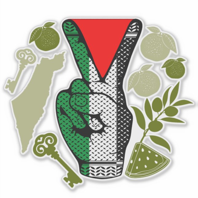 Sticker Signe de victoire à la main Résistance Symbole du  (Devant)