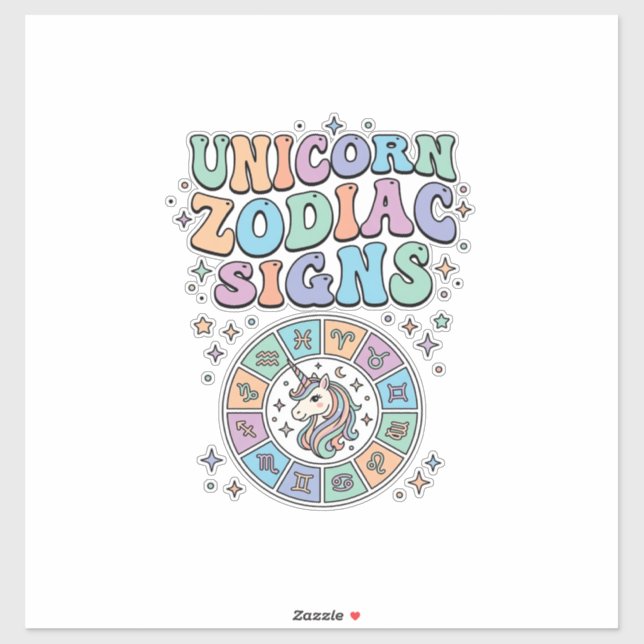Sticker Signe du zodiaque licorne Kawaii Vector Design_1 (Feuille)