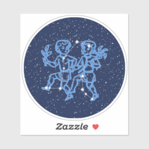 Sticker Signe Gemini Constellation et Zodiaque avec étoile