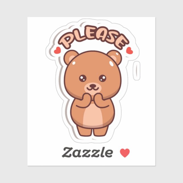 Sticker S'il vous plaît Teddy Bear (Feuille)