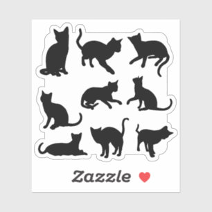 Sticker Silhouette Black Kitty Chat Collection Famille Pot
