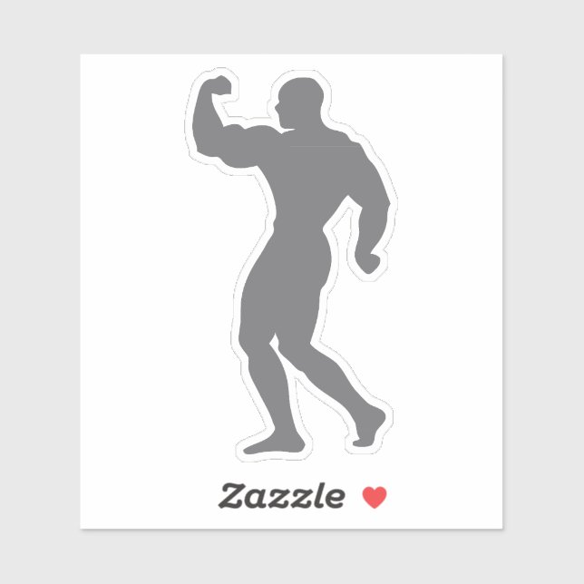 Sticker silhouette bodybuilding 14 musculation pose 1 (Feuille)