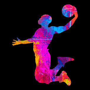 Sticker Silhouette colorée du joueur de basket